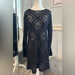 JOIE Black Long Sleeve Crochet Dress/Coverup Size Small